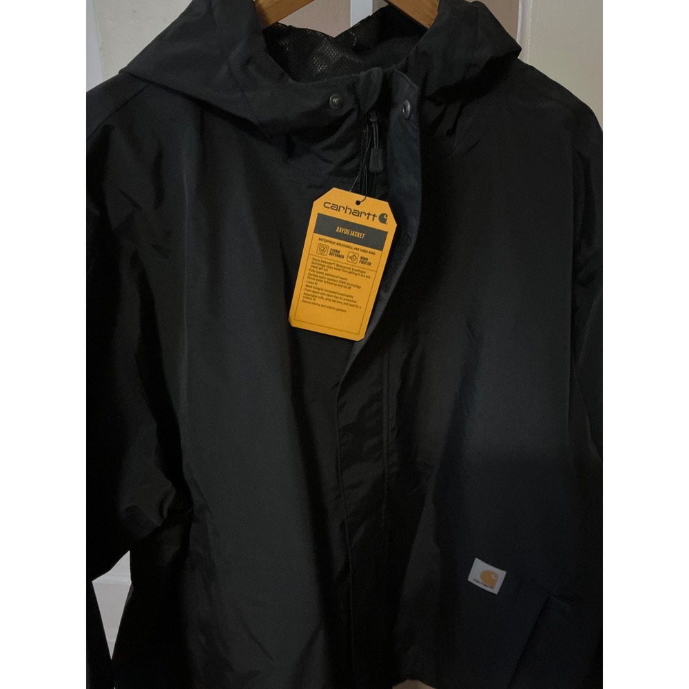 Carhartt Bayou Jacket Mens 2XL Black Storm Defender Waterproof Hooded OJ6434-M - Picture 5 of 16